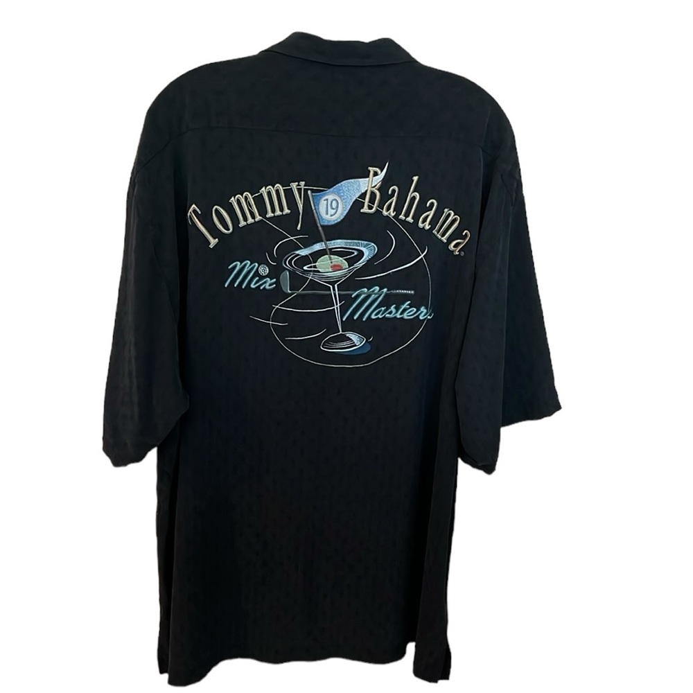 Tommy Bahama 100% Silk Relaxed Short Sleeve ‘Mix Masters’ Black Shirt Size XL